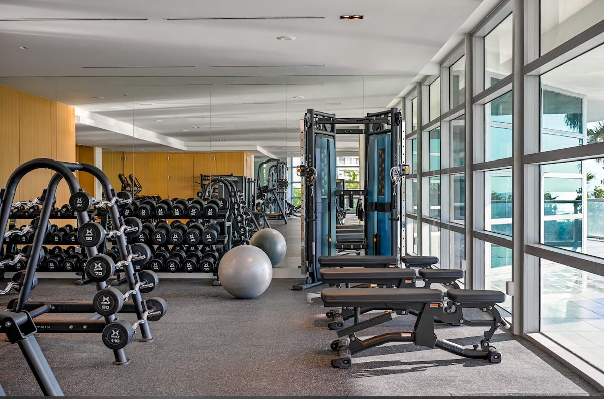 The functional-training area of the fitness centre with a rig and kettlebells