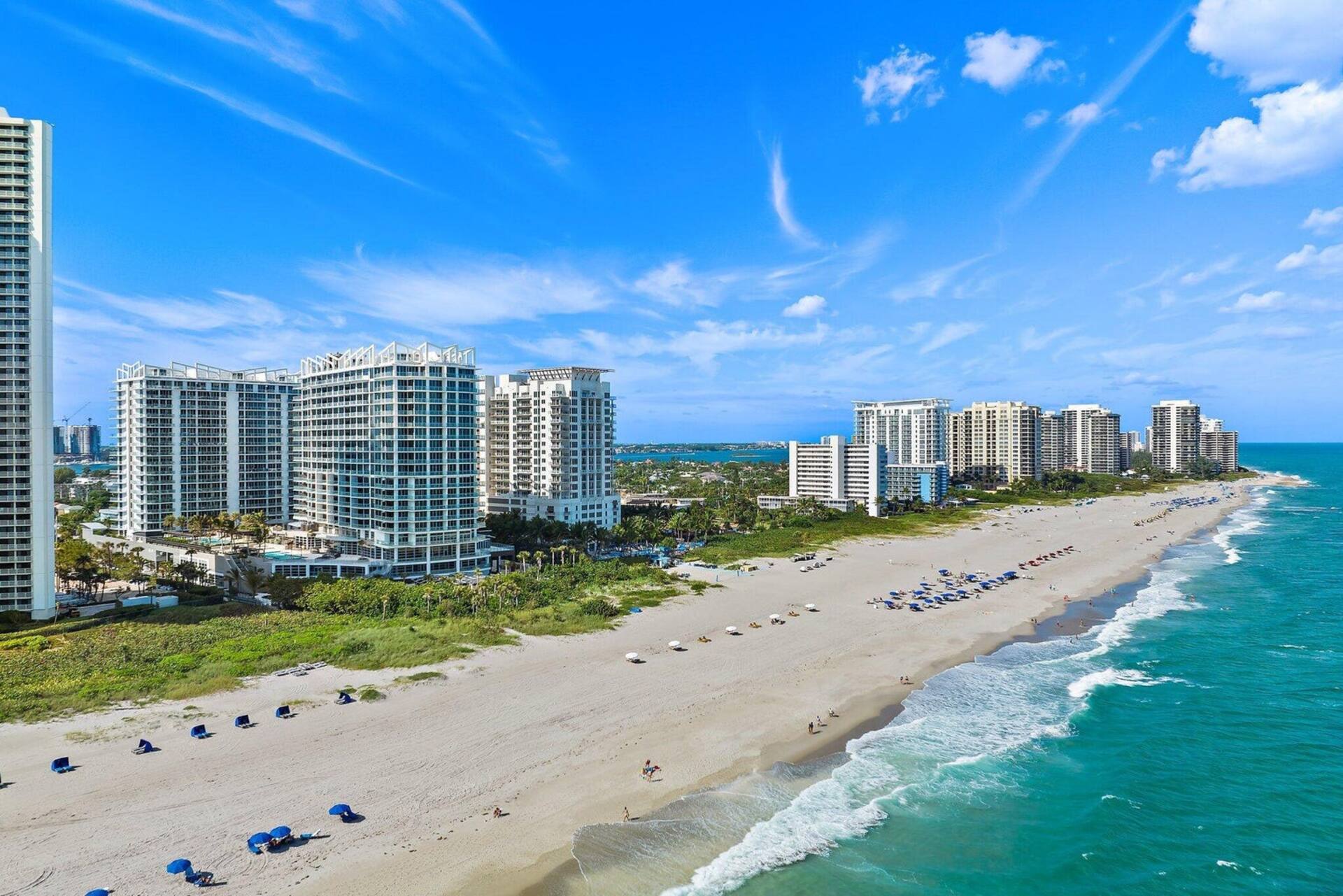 Aerial view down the Singer Island coastline