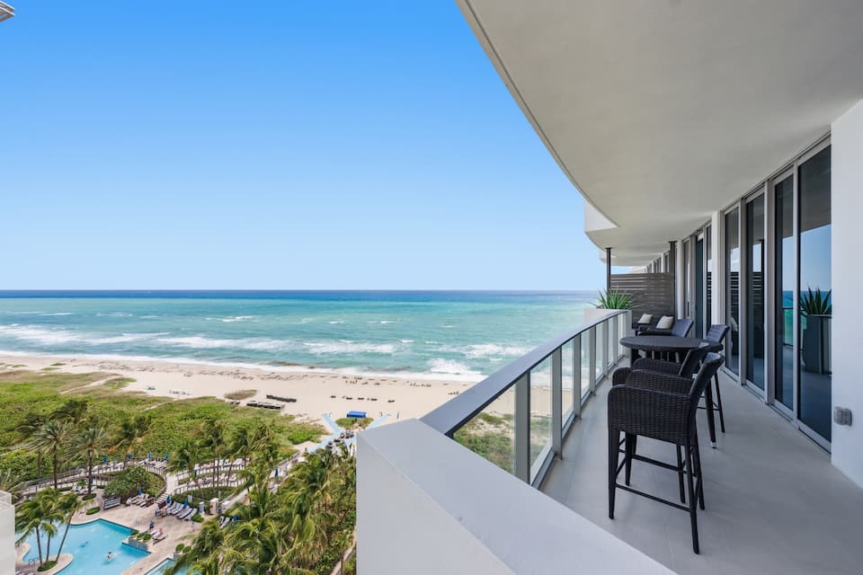 Aerial view of the beach and dunes from the balcony
